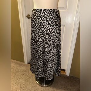 Black and white leopard midi skirt